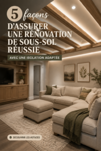 Une vue d'un sous-sol rénové et bien isolé, décoré avec goût.