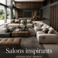Salon moderne et chaleureux avec des couleurs douces et un mobilier confortable.