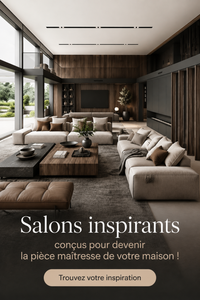 Salon moderne et chaleureux avec des couleurs douces et un mobilier confortable.