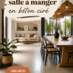 Un salon moderne avec un sol en béton ciré et une décoration chaleureuse