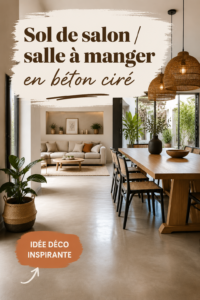 Un salon moderne avec un sol en béton ciré et une décoration chaleureuse