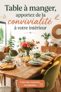 Table à manger en bois au style moderne dans une salle à manger chaleureuse.