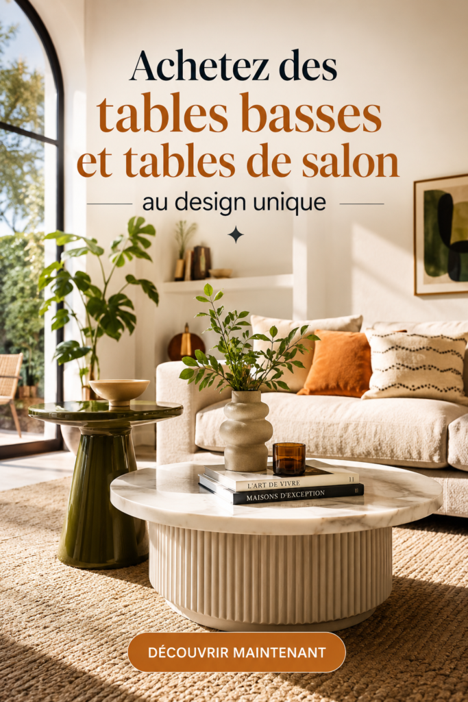 Table basse design en bois dans un salon chaleureux