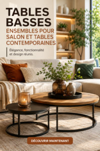 Table basse moderne en bois dans un salon accueillant
