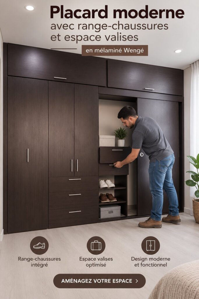 Dressing moderne en bois wenge, bien agencé et stylé