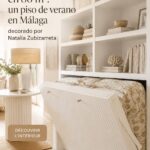Un salon moderne et lumineux dans un appartement de 80 m2 à Málaga, décoré avec des couleurs estivales.