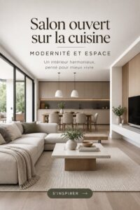 Salon moderne au concept ouvert avec une décoration chaleureuse