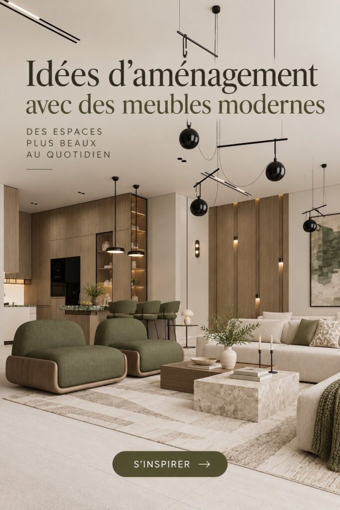 Salon moderne avec un agencement élégant et mobilier contemporain.
