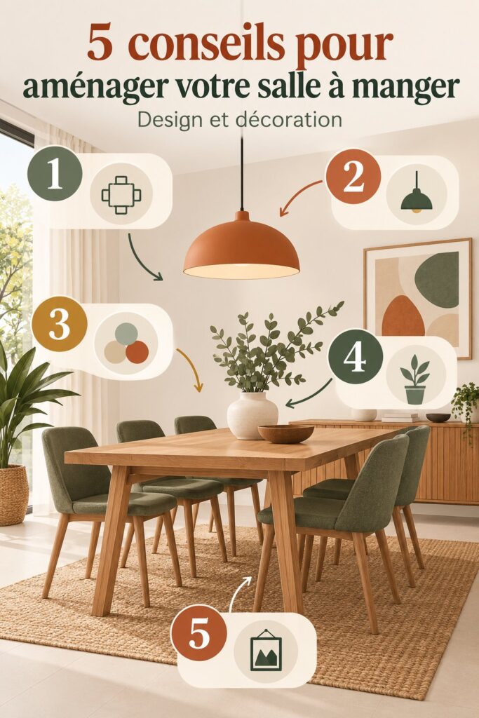 Salle à manger décorée avec une ambiance chaleureuse et accueillante