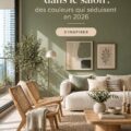 Salon avec un mur peint en couleur tendance en 2026, chaleureux et accueillant.