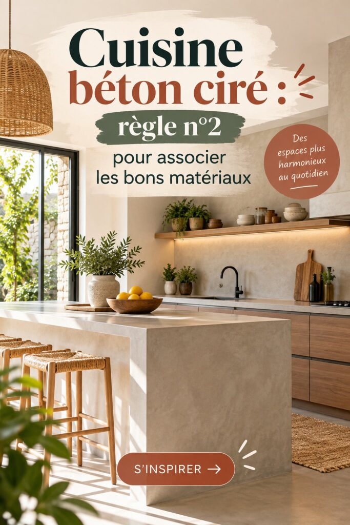 Cuisine moderne avec béton ciré et matériaux assortis