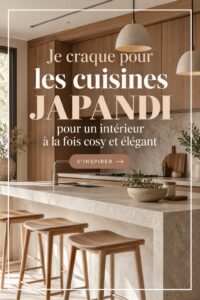 Cuisine au style Japandi, mélange d'élégance japonaise et de design scandinave. Ambiance chaleureuse et moderne.