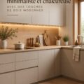 Cuisine minimaliste chaleureuse avec accents en bois moderne