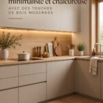 Cuisine minimaliste chaleureuse avec accents en bois moderne