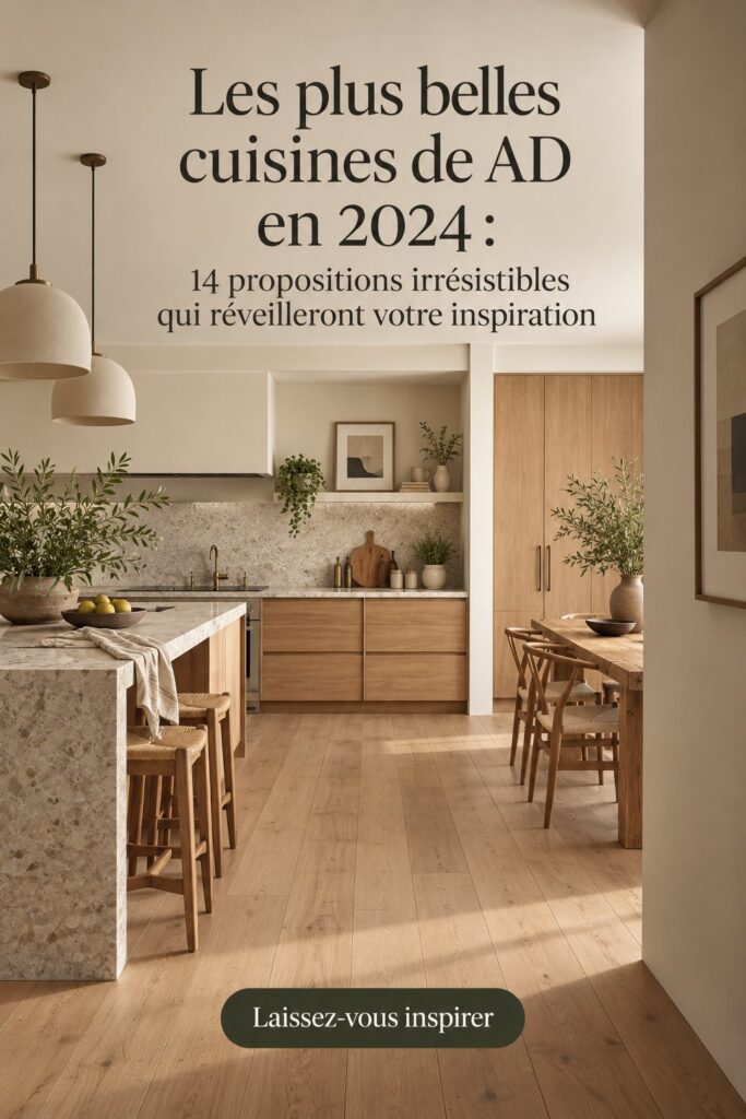 Une cuisine moderne et chaleureuse aux tons neutres avec des éléments décoratifs accueillants.