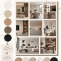Salon contemporain avec un design épuré et des couleurs neutres.