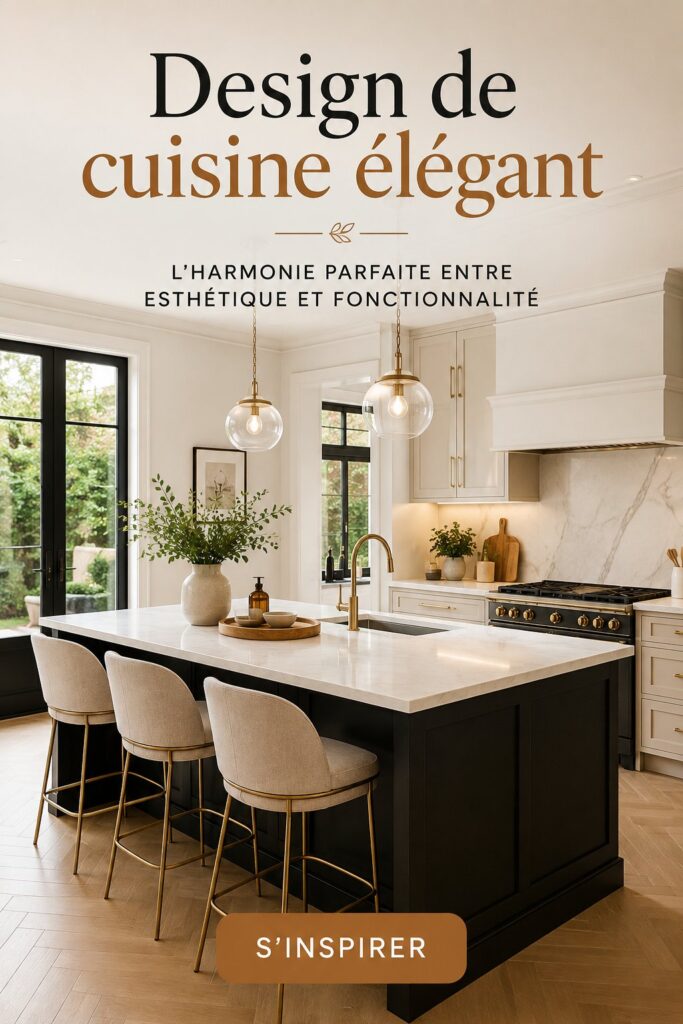 Cuisine élégante avec des meubles modernes et des touches de couleur apaisante.