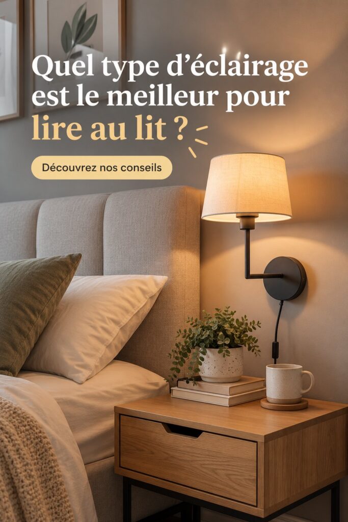Femme lisant au lit sous un éclairage chaleureux