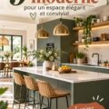 Cuisine moderne avec îlot central et décoration élégante