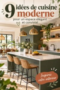 Cuisine moderne avec îlot central et décoration élégante