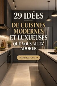 Cuisine moderne avec des éléments luxueux, décorée avec goût et fonctionnalité.