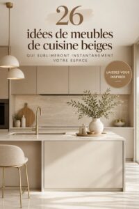 Cuisine moderne avec des armoires beiges et des accessoires élégants.