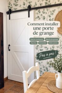 Porte de granero en bois ajoutée à un salon moderne