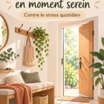 Un salon décoré dans des tons apaisants avec des plantes et des textiles doux.
