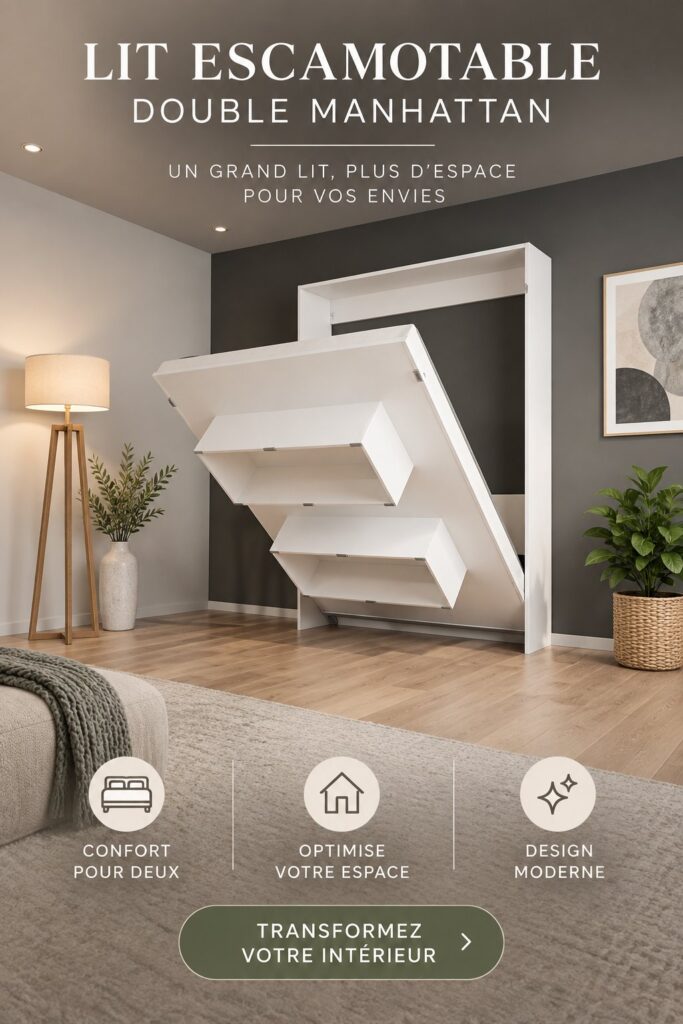 Lit de couple Manhattan avec un design moderne dans un salon élégant.