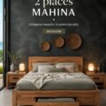 Lit en teck massif Mahina dans une chambre moderne avec décoration scandinave.