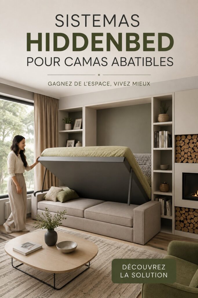 Salon moderne avec un lit escamotable élégant et fonctionnel