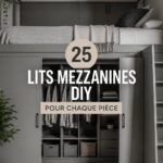 Loft bed pratique dans un salon lumineux, optimisant l'espace.
