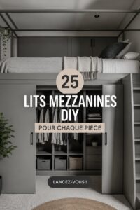 Loft bed pratique dans un salon lumineux, optimisant l'espace.