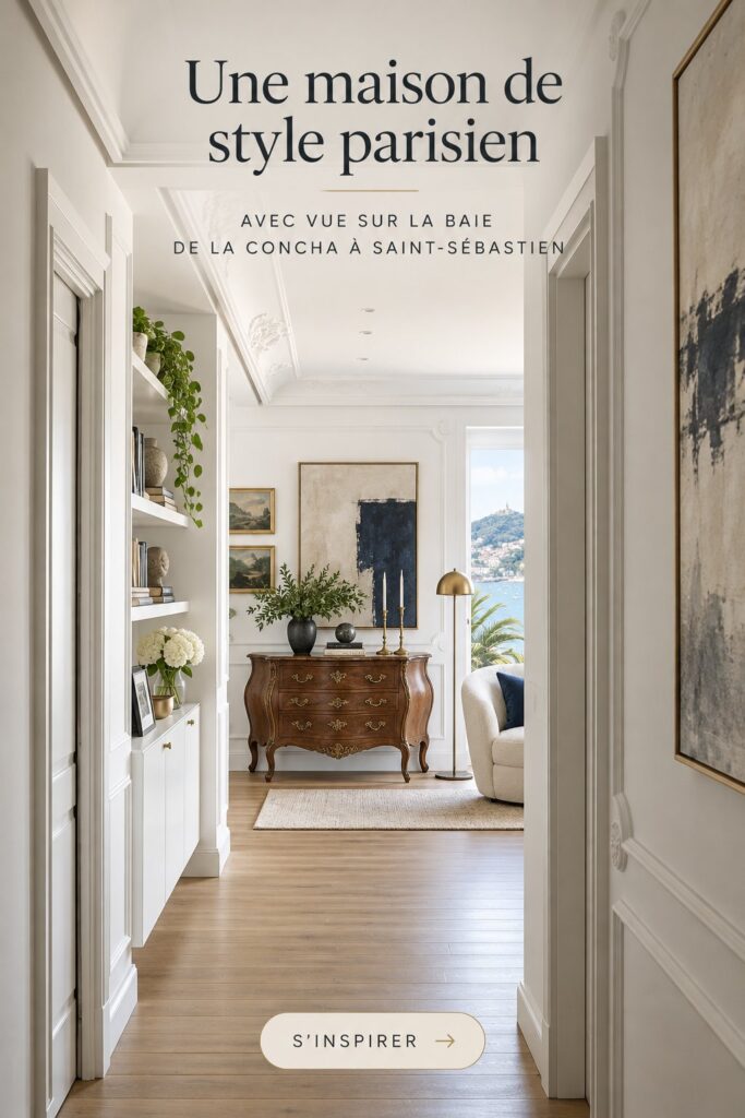 Maison de style parisien avec vue sur la baie de la Concha, salon lumineux et élégant