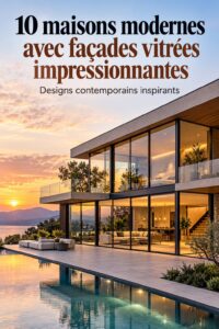 Maison moderne avec une façade en verre illuminée par le soleil