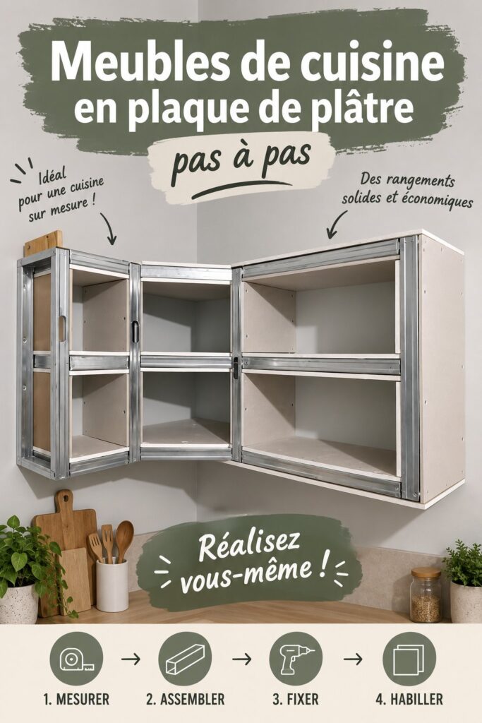 Rénovation d'armoires de cuisine avec une finition en plâtre.