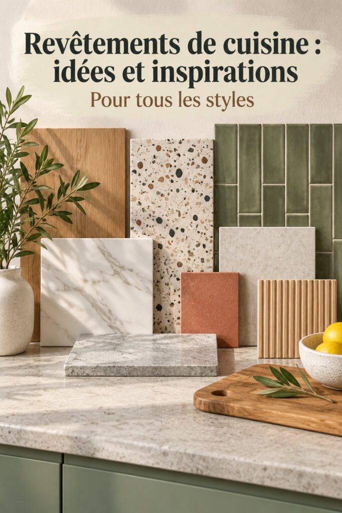 Un échantillon de différentes textures de revêtements pour cuisine