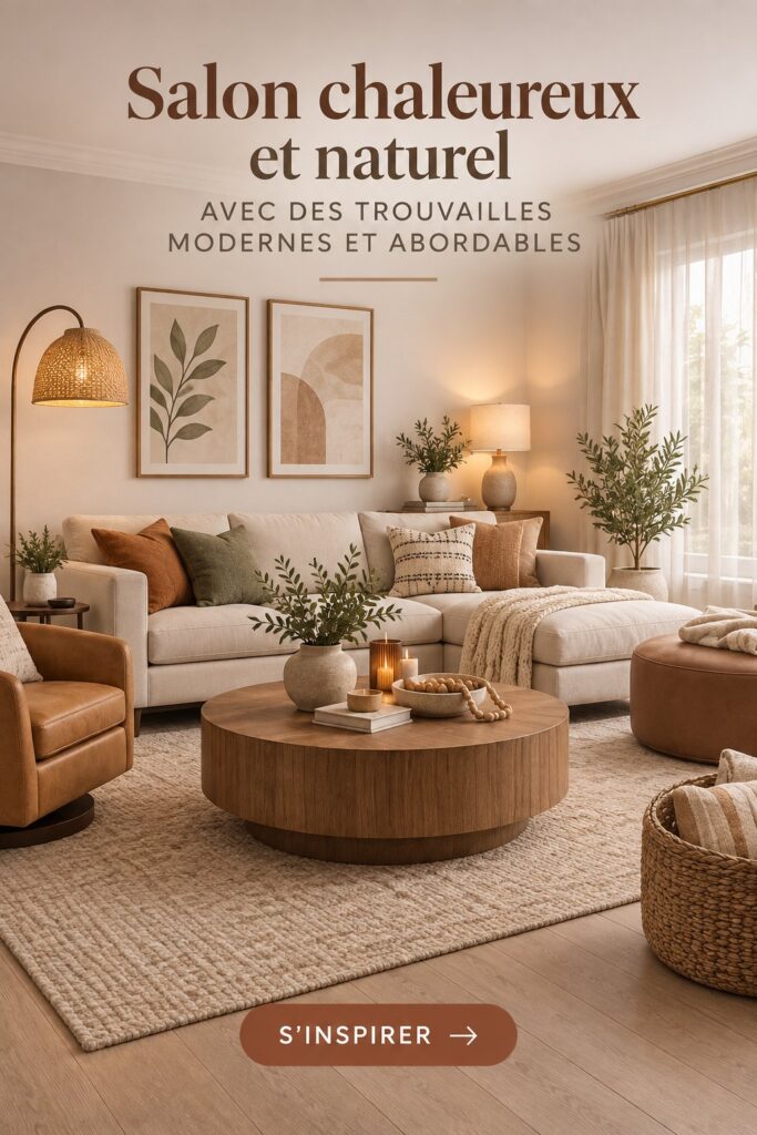 Un salon moderne et chaleureux avec des meubles abordables