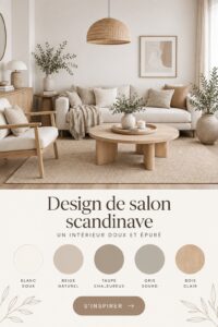 Salon scandinave moderne et chaleureux avec des meubles en bois clair.