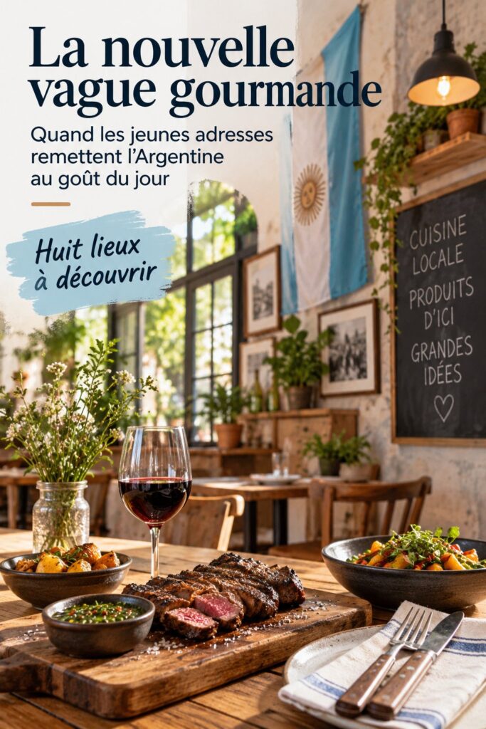 Un restaurant décoré avec des éléments argentins traditionnels et modernes, reflétant l'identité culinaire.