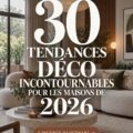 Salon moderne mettant en avant les tendances déco 2026 avec des couleurs douces et des meubles stylés.