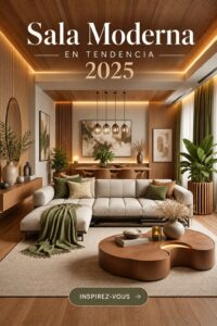 Salon moderne avec des couleurs tendance 2025 et un aménagement chaleureux.