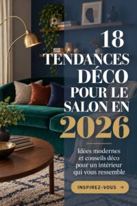 Salon moderne avec des couleurs tendance et un mobilier élégant, parfait pour 2026.
