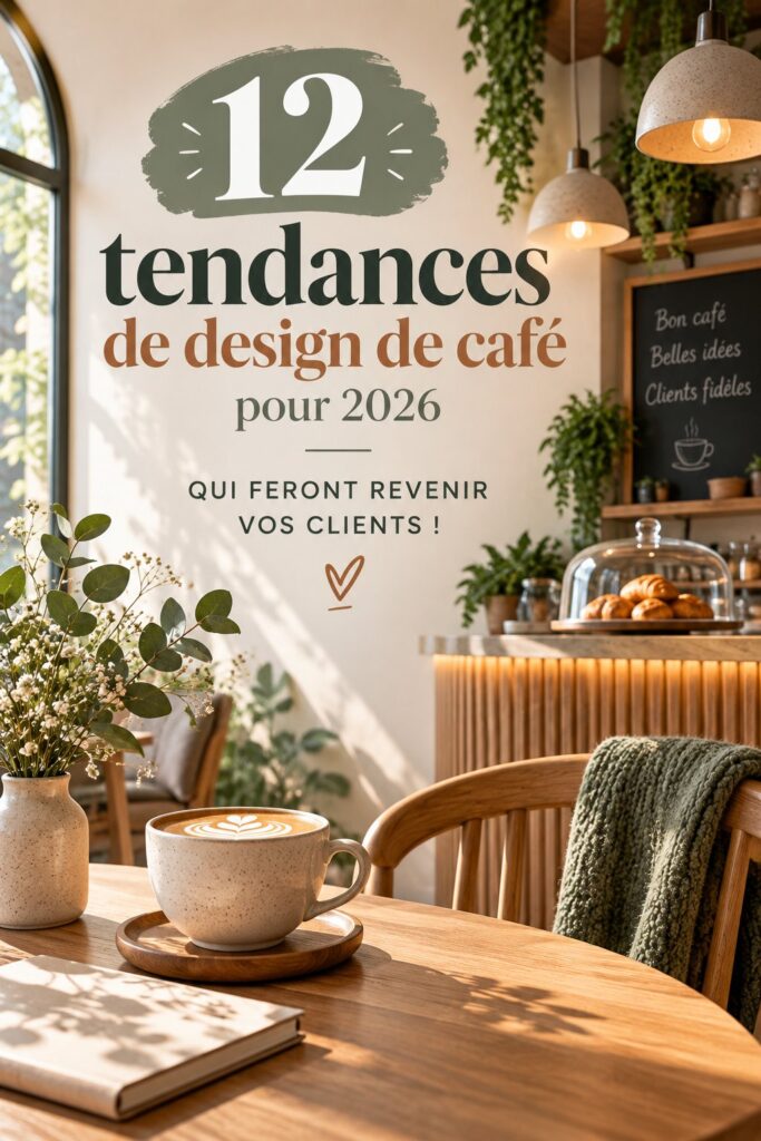 Café moderne avec une décoration chaleureuse et des éléments naturels