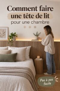 Tête de lit en bois personnalisée, ajoutant une touche chaleureuse à une chambre.