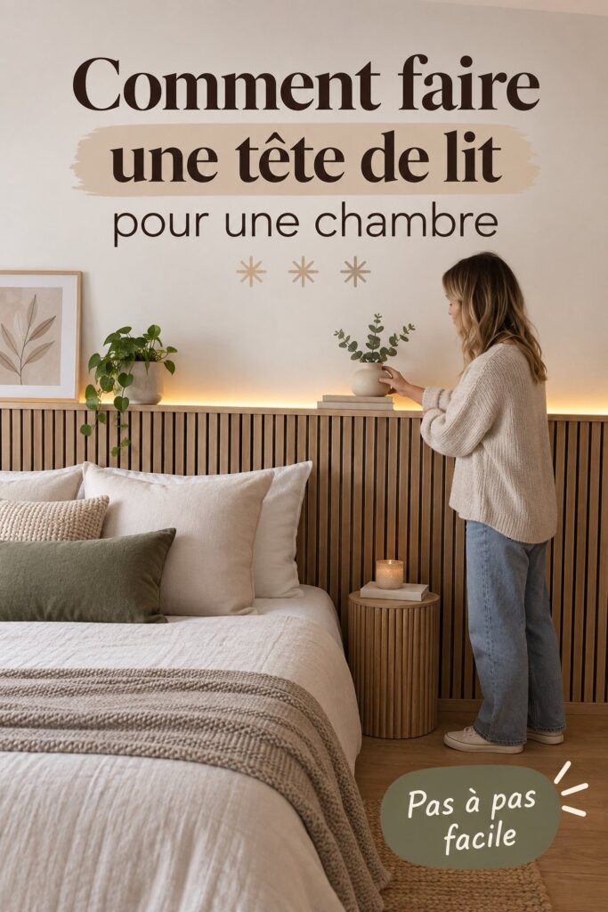 Tête de lit en bois personnalisée, ajoutant une touche chaleureuse à une chambre.