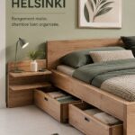 Tiroir lit HELSINKI élégant et fonctionnel dans un salon moderne