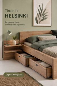 Tiroir lit HELSINKI élégant et fonctionnel dans un salon moderne