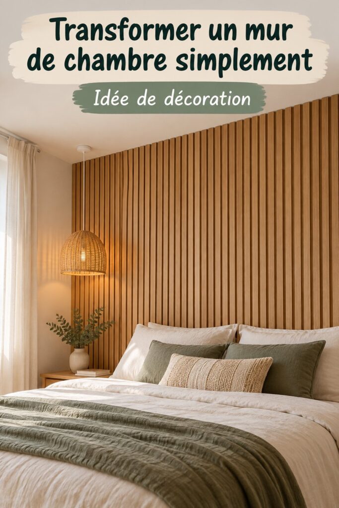 Mur de chambre transformé avec des couleurs apaisantes et des tableaux décoratifs.