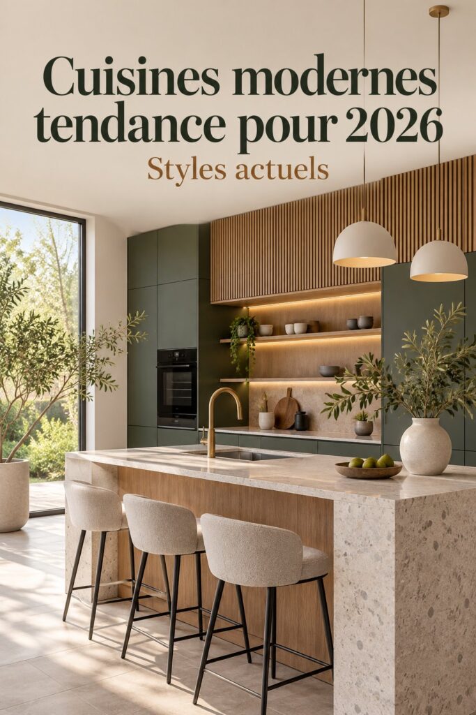 Cuisine moderne et chaleureuse avec des éléments de design tendance